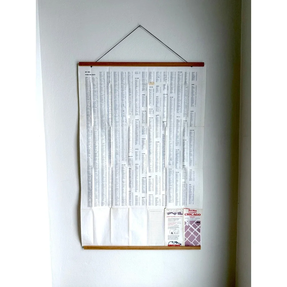 Vintage Greater Chicago Illinois Map, Large Wall Hanging Magnetic‎ Poster Frame